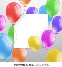 Grenzvorlage mit bunten Ballons, die um die Illustration schwebend