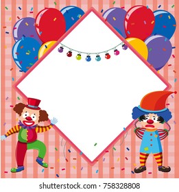 Border template with colorful balloons and jesters illustration