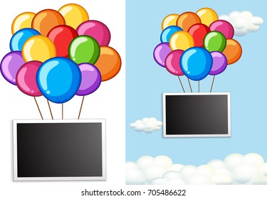 Grenzvorlage mit bunten Ballons in der Himmelsgrafik