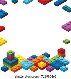 Border template with colorful toy blocks illustration
