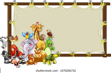 Border template with cute animals  illustration