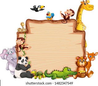 Border template with cute animals  illustration