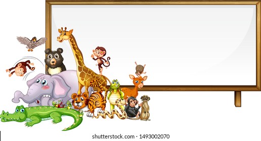 Border template with cute animals  illustration