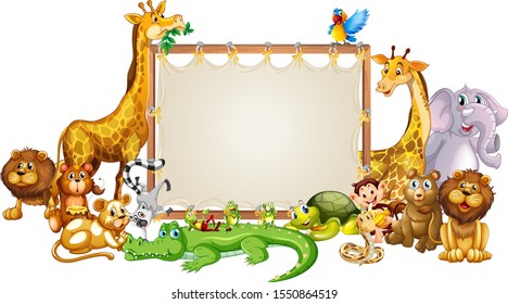 Border template with cute animals  illustration