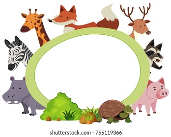 Border template with cute animals illustration