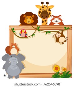 Border template with cute animals illustration