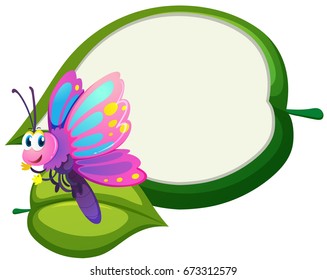 Plantilla de borde con ilustración de mariposa linda