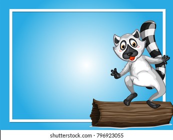 Border template with cute lemur illustration