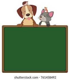 Border template with cute pets illustration