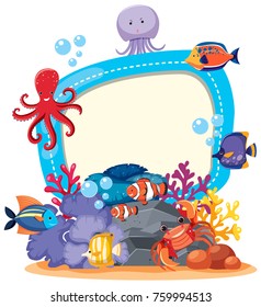 Border template with cute sea animals illustration