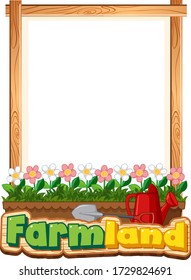 Border template design with beautiful flowers in garden illustration