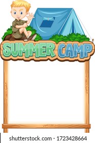 Border template design with boy at summer camp illustration