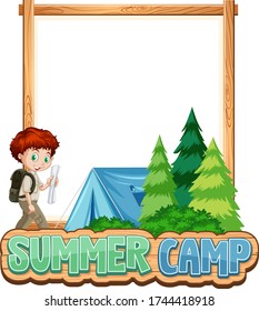 Border template design with boy at summer camp illustration