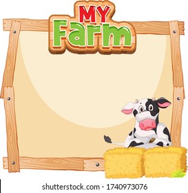 Border template design with cow and hay illustration