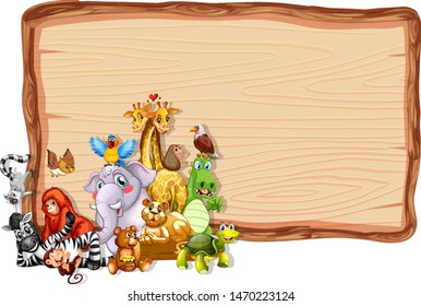 Border template design with cute animals illustration