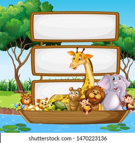 Border template design with cute animals illustration