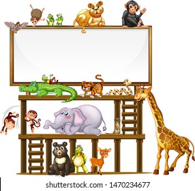 Border template design with cute animals illustration