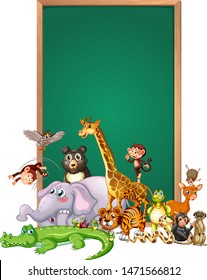 Border template design with cute animals illustration