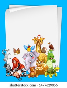 Border template design with cute animals illustration