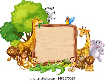 Border template design with cute animals illustration