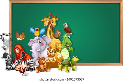 Border template design with cute animals illustration