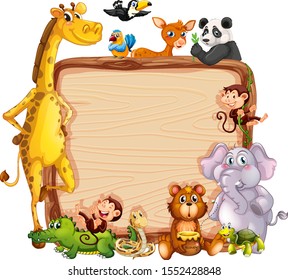 Border template design with cute animals illustration