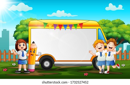 Border Template Design Happy School Kids Stock Vector (Royalty Free ...