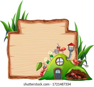 Border template design with insects in the garden background illustration