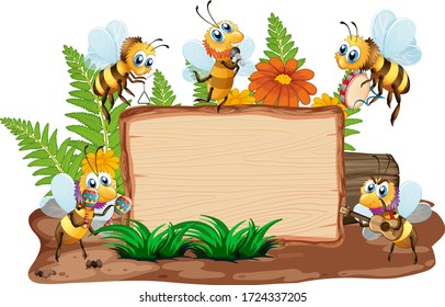 Border template design with insects in the garden background illustration