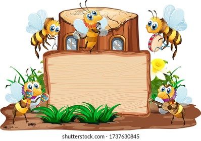 Border template design with insects in the garden background illustration