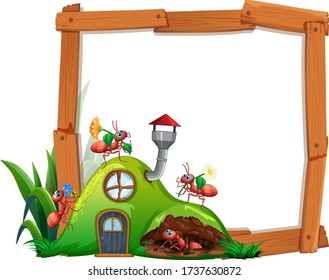 Border template design with insects in the garden background illustration
