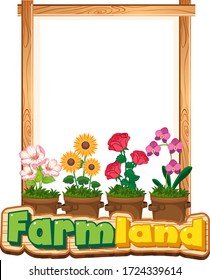 Diseño de plantillas de borde con muchas flores en la ilustración del jardín
