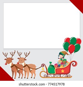 Border template with elf and reindeers illustration