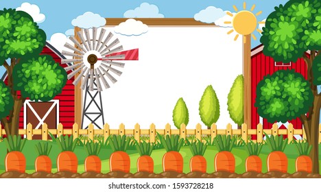 Border template with farm scene in background illustration