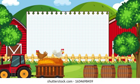 Border template with farm scene in background illustration