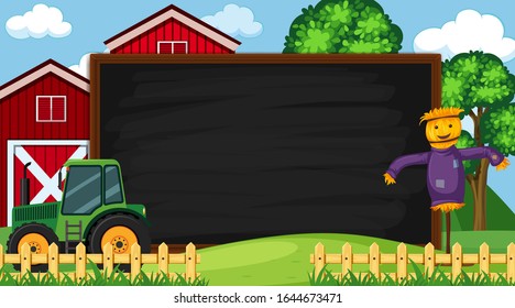 Plantilla de borde con escena de granja en la ilustración de fondo