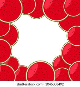 Border template with fresh watermelon illustration