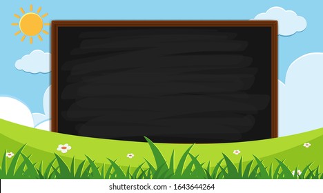 Border template with green field background illustration