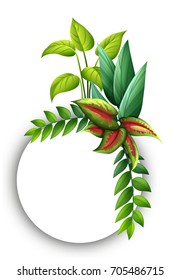 Border template with green leaves illustration
