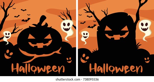 Border template with halloween creatures illustration