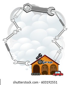 Border template with handtools illustration