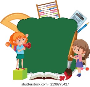 Border template with kids on white background illustration