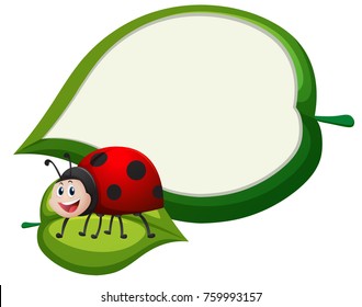 Border template with ladybug on leaf illustration