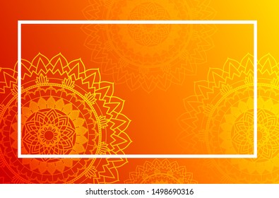 Border template with mandalas on orange background illustration