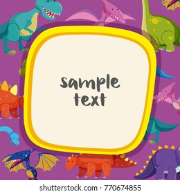 Border template with many dinosaurs illustration