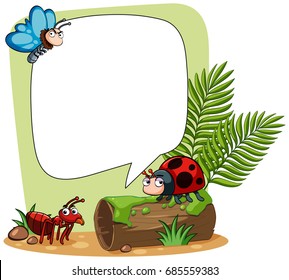 Border template with many insects illustration