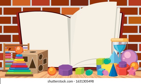 Border template with many shapes and toys illustration