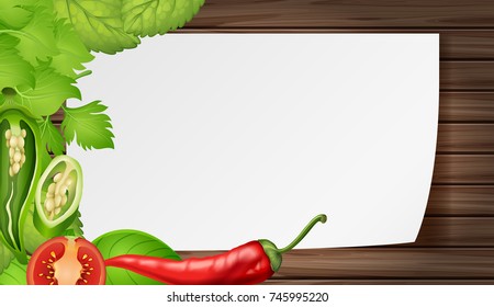 Plantilla de borde con ilustración de vegetales mixtos