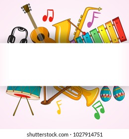 Border template with musical instrument illustration