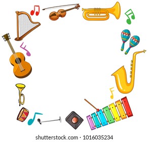 Border template with musical instruments illustration